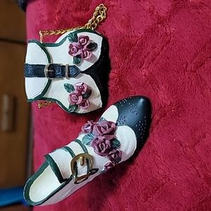 Set of 2 Mini 20s Shoe and Purse Figurines From Chosen Treasures 4 You series.